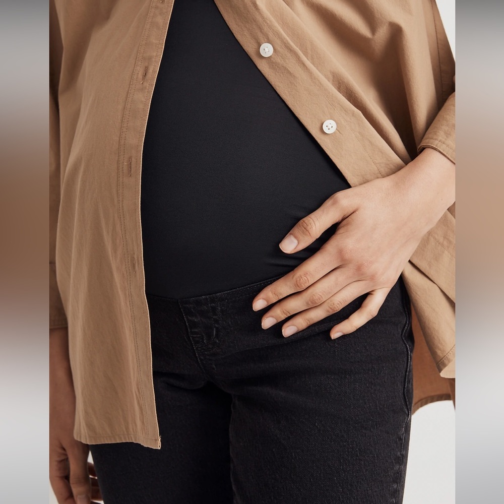Madewell Black Straight Leg Over-The-Belly Maternity Jeans